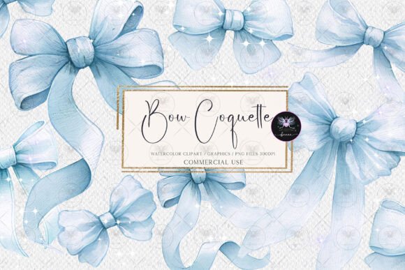 Bow Coquette Blue Clipart Guide