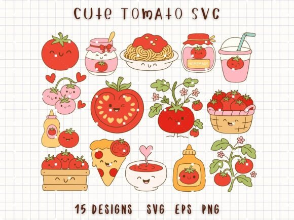Cute Tomato SVG Vegetable Clipart Guide
