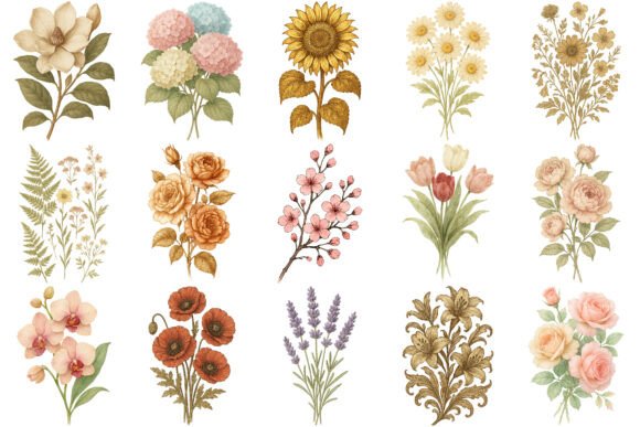 Elevating Modern Design with the Vintage Flowers Sublimation Bundle