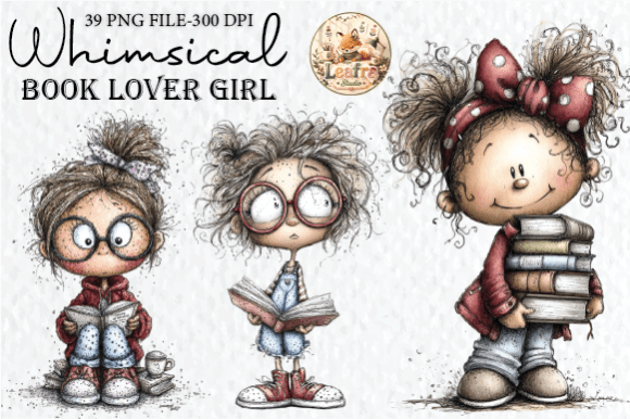 Enhancing Creative Projects with Whimsical Book Lover Girl Clipart