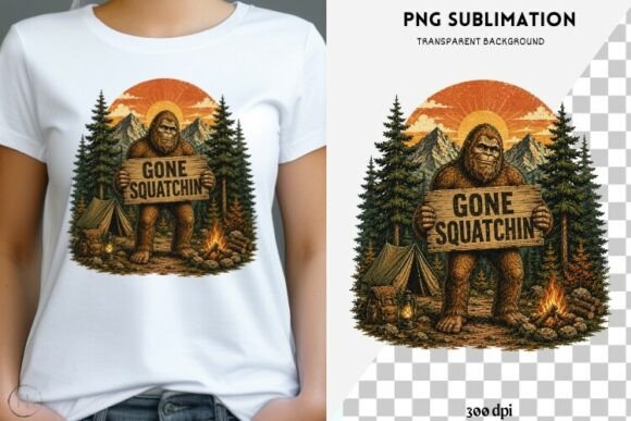 Gone Squatchin Bigfoot PNG Vintage Guide