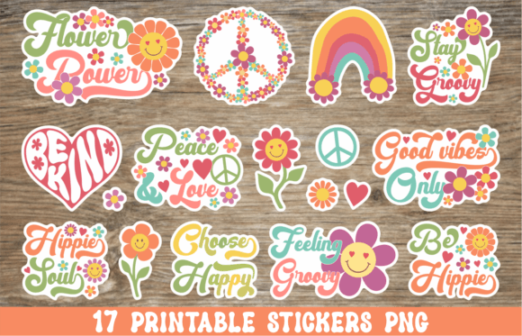 Groovy Boho Stickers for Creative Design