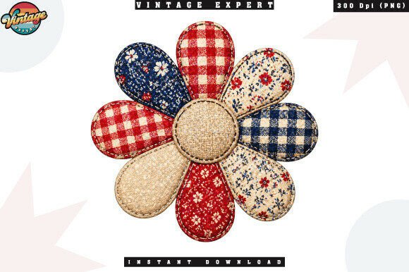 Integrating Patriotic Vintage Floral Patchwork PNG into Your Design Workflow