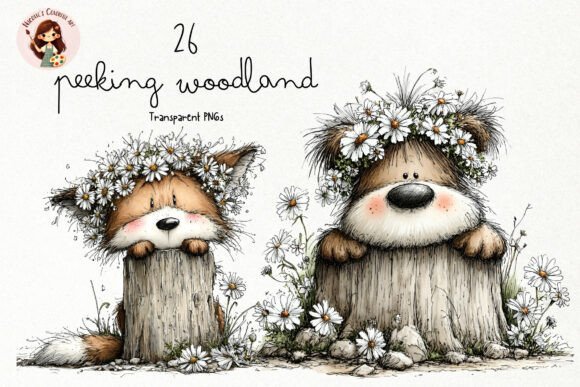 Peeking Woodland Animals PNG Clipart