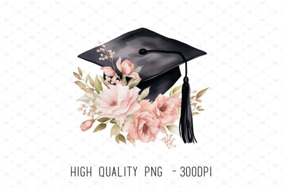 School Graduation Cap Watercolor Clipart