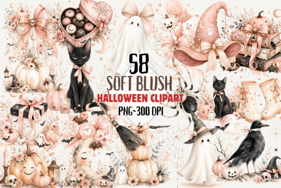 Soft Blush Halloween Clipart Set Guide