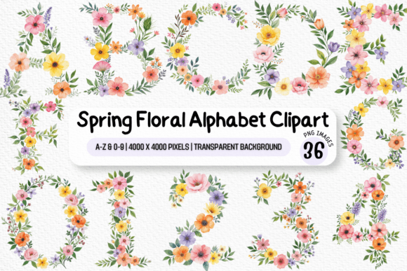 Spring Floral Alphabet PNG Clipart