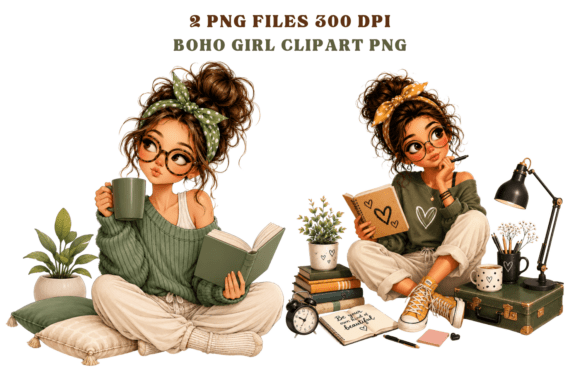 Strategic Visual Branding with Boho Girl PNG and Messy Bun Fashion Girl Assets