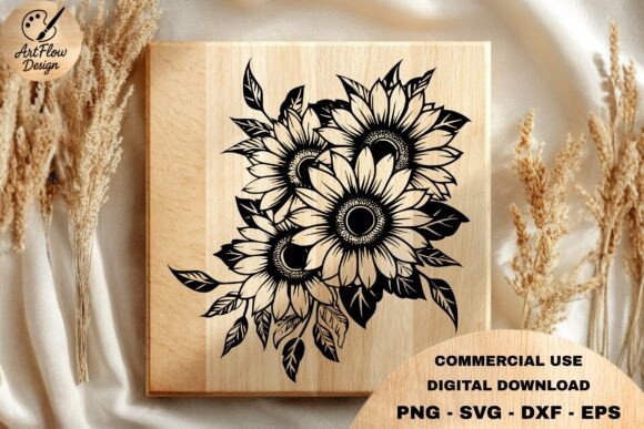 Sunflower Bouquet Engraving SVG Guide