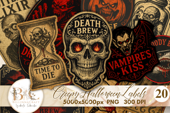 Unleash the Gothic Charm: Elevating DIY Projects with a Creepy Halloween Labels Bundle