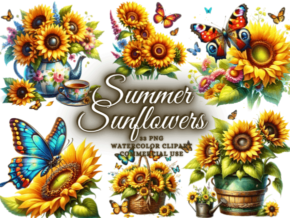 Watercolor Sunflowers and Butterflies: Elevating Your Creative Projects with Nature-Inspired Art